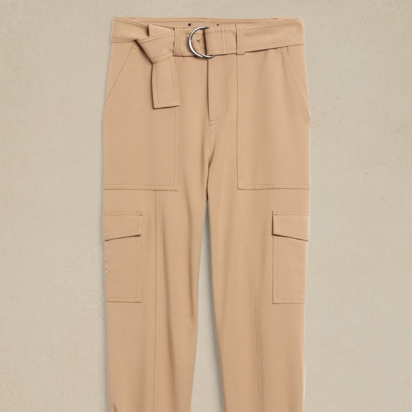 SLIM REFINED STRETCH CARGO PANT in Latte Cream Beige - Picture 2 of 4